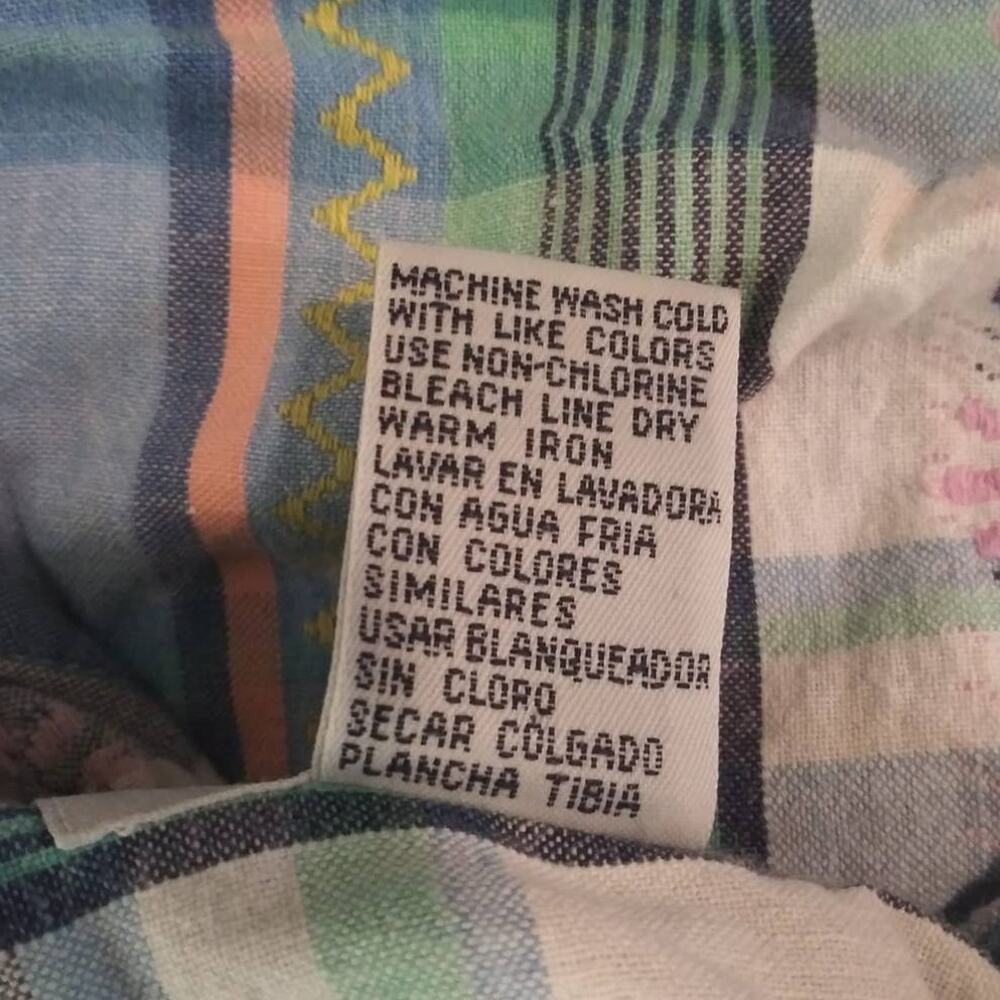 Vintage Cabin Creek Blue Plaid Heart Motif Soft Girl Button Front Shirt Medium - Picture 6 of 7